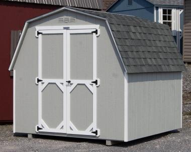 Grey and White 8x8 Economy Series Mini Barn Style Storage Shed From Pine Creek Structures